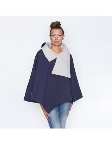 Poncho pascal pour les ados et adultes (Marine/Beige)