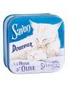 Savon boîte métal rose (Motif chat blanc)