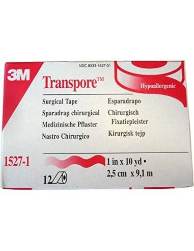 Sparadrap transpore 2.5cmx9.1cm par 12